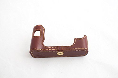 TP Handgemaakte Echt Lederen Half Camera Case Tas Cover voor Pentax Q10 Bruin Kleur