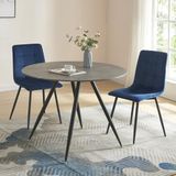 [en.casa] Eettafel Fitjar rond Ø100x75 cm betonkleurig en zwart
