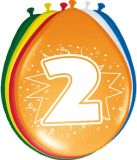 Folat Verjaardag Ballonnen - 2 Jaar - 8 Stuks - Multi-Kleur Latex