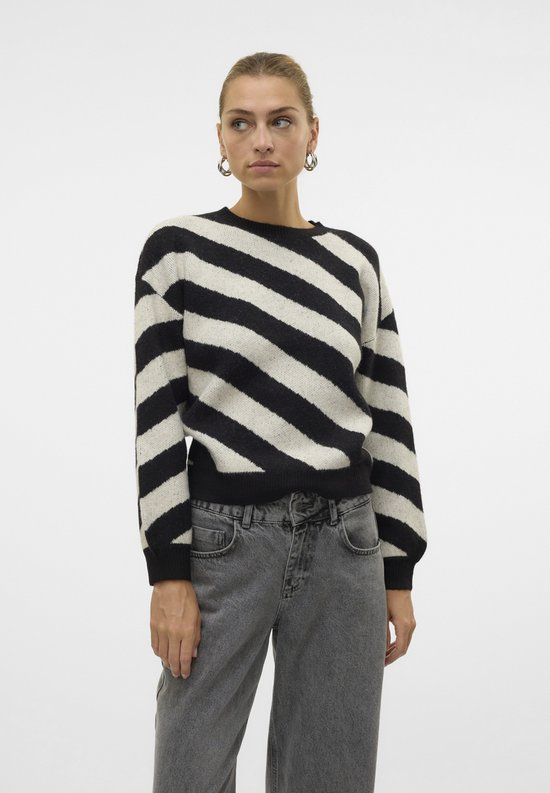 Vero Moda VMLARA LS O-NECK Pullover - Black/birch - Women's Size S