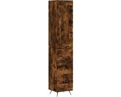 vidaXL Hoge kast 34,5x34x180 cm bewerkt hout gerookt eikenkleurig