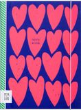 Pepa Lani notebook A5 Flower Pink on blue fancy hearts