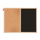 Memobe DUO 2-in-1 planner: kurkbord + magnetisch krijtbord, in frame van hout, bord om op te hangen, voor woning, keuken, kantoor, school, wandplanner, weekplanner, schrijfbord, 60 x 40 cm