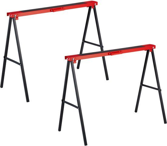 Relaxdays schraag set van 2 - inklapbaar - 100 kg per stuk - staal - rood/zwart