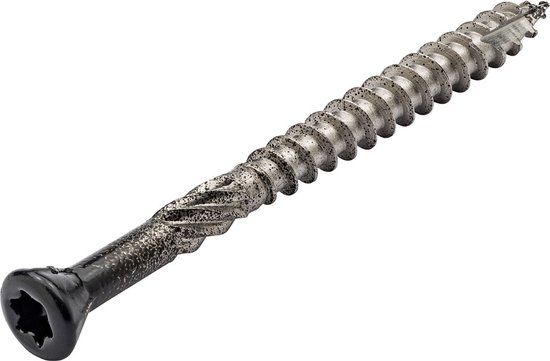 Fixmasters Bol Potdeksel/Tuinhout schroeven - Torx 25 zwarte kop - 5x70mm - RVS-410 - RAL 9005 - Deeldraad (100 stuks)
