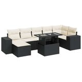 vidaXL Loungeset met kussens, polyrattan, zwart