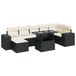 vidaXL 8-delige Loungeset met kussens, polyrattan, zwart