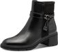 Tamaris - Dames - Enkellaarzen - Zwart - Leer/Textiel/Synthetisch - Hakhoogte 3-4 cm