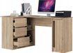BDW Bureau d'angle blanc, tiroirs, étagères, chêne Sonoma gauche