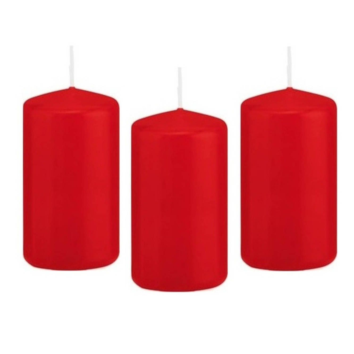 Trend Candles Rode cilinderkaarsen/stompkaarsen 5 x 10 cm - 8 stuks