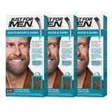 Just For Men Gelkleuring voor baard en snoor, natuurlijke uitstraling, langhoudend, donkerbruin, M-35, 3 stuks