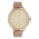 OOZOO Timepieces - Rosé goudkleurige horloge met rosé goudkleurige metalen mesh armband - C10136