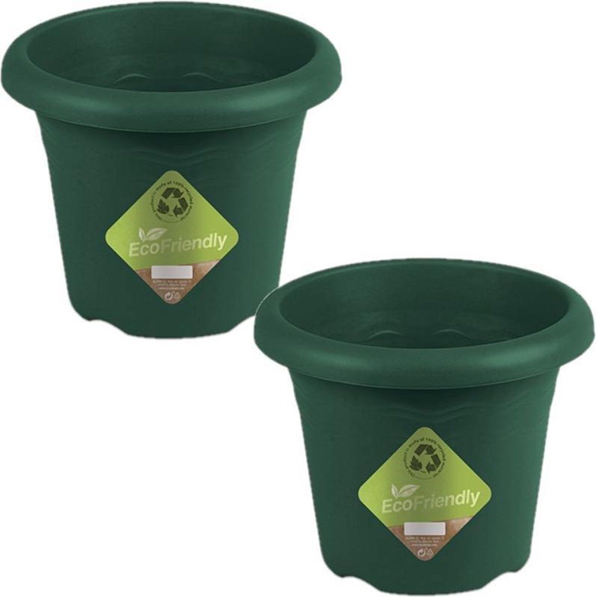 Hega hogar Set van 2x donkergroene ronde plantenpotten D 20 cm