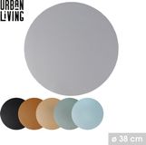 Stadsleven Urban Living Placemats lederlook - Luxe - rond - grijs - Diameter 38cm - 2 stuks