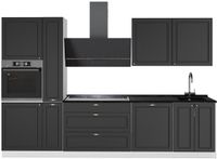 Vicco Complete keukeneenheid Fame-Line, Anthrazit-Gold Landhaus/Wit, 310 cm zonder werkblad