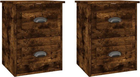 vidaXL Nachtkastjes 2 stuks wandgemonteerd 41,5x36x53 cm gerookt eiken