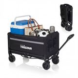 Tristar Chariot de transport pliable – 120 L – Capacité de charge de 100 kg – Acier – Roulettes pivotantes – Chariot de transport pliable avec hayon – Housse imperméable incluse – Compact – Festival – HC‑0917