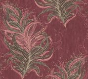 Living Walls Mata Hari veren behang met glitters - rood bruin goud roze