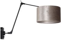 Steinhauer Zwarte Wandlamp Prestige Chic 8122ZW met Grijs Velours Kap