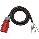 NWP CEE-aansluitkabel, H07RN-F, rubberen slang, 10 cm, 3 m, 400 V 32 A, zwart, IP44 5 x 4 mm²
