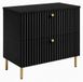 3xE living Meuble sous-vasque 80 cm, noir, pieds dorés, Bello | 80 x 44,4 x 73,6 cm, 2 tiroirs, plan noir pour vasque à poser, pieds dorés 15 cm, poignées dorées