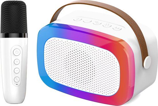 Denver BTM-610 Karaoke Set met Microfoon, Bluetooth, Discolichten, Wit