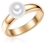 Valero Pearls Ring Sterling Zilver Geelgoud Zoetwaterparel Minimalistisch 16mm / Maat 50