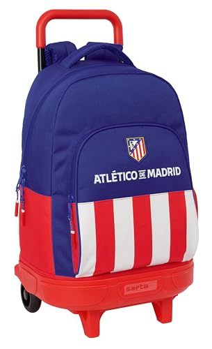 Safta ATLÉTICO DE MADRID - Grote rugzak met wielen, compact, afneembaar, ideaal voor kinderen van verschillende leeftijden, comfortabel en veelzijdig, kwaliteit en weerstand, 33 x 22 x 45 cm, rood