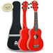 A-Star sopraan ukelele voor beginners in rood met premium Aquila-snaren, gratis gewatteerde tas