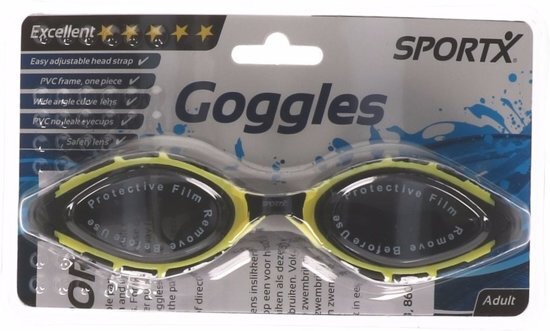 SportX Anti chloor zwembril zwart/geel voor volwassenen