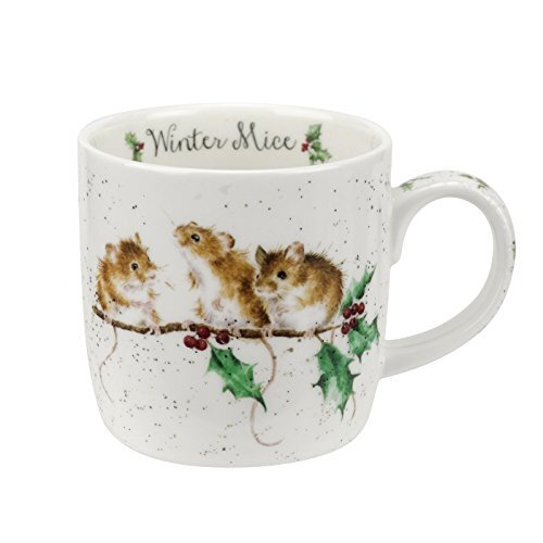 Portmeirion Home & Gifts Wrendale Winter (muizen) enkele mok, bot China, Multi gekleurd, 12 x 8,4 x 8 cm