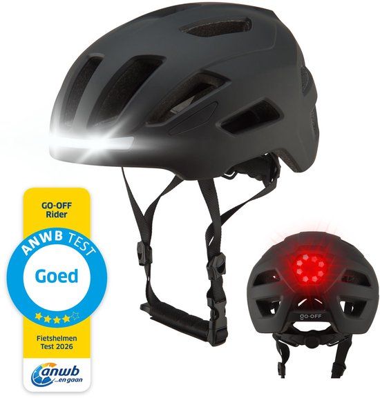 GOOFF® RIDER Fietshelm met Verlichting - Ebike Helm voor Volwassenen - Zwart - L