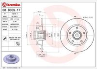 BREMBO Remschijf met lager 08.B369.17