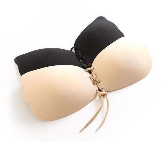 2x Strapless Plak BH - Multipack - Push Up - Beige & Zwart - D