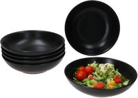 MamboCat Set van 6 Panther soepborden 20cm mat zwart steengoed
