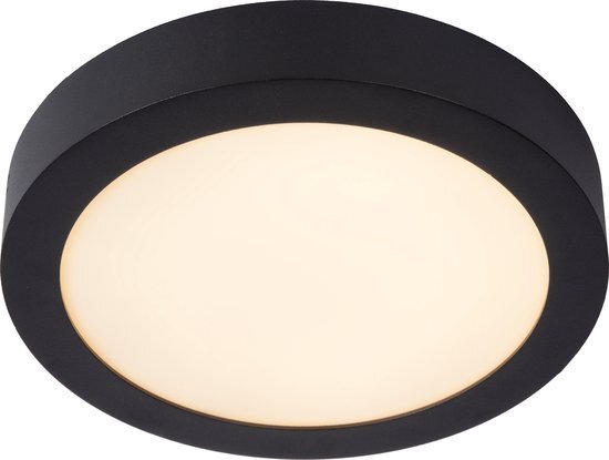 Lucide BRICE-LED - PlafonniÃ¨re Badkamer - Ã˜ 24 cm - LED Dimb. - 1x15W 3000K - IP44 - Zwart