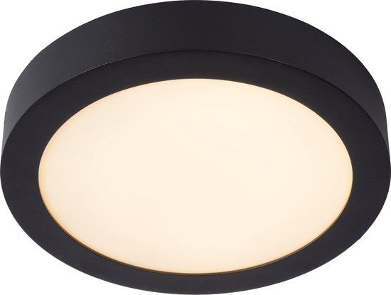 Lucide BRICE-LED - Plafonnière Badkamer - Ø 24 cm - LED Dimb. - Zwart