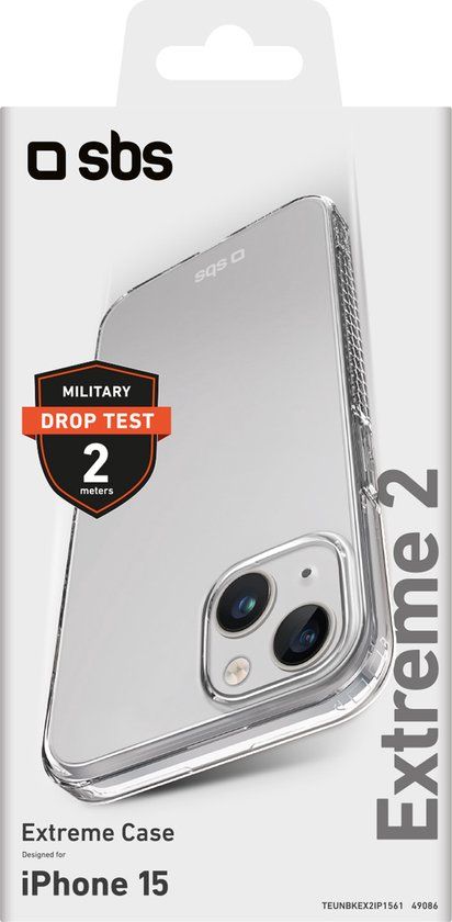 Sbs Extreme X2 - Telefoonhoesje voor Apple iPhone 15 - Transparant