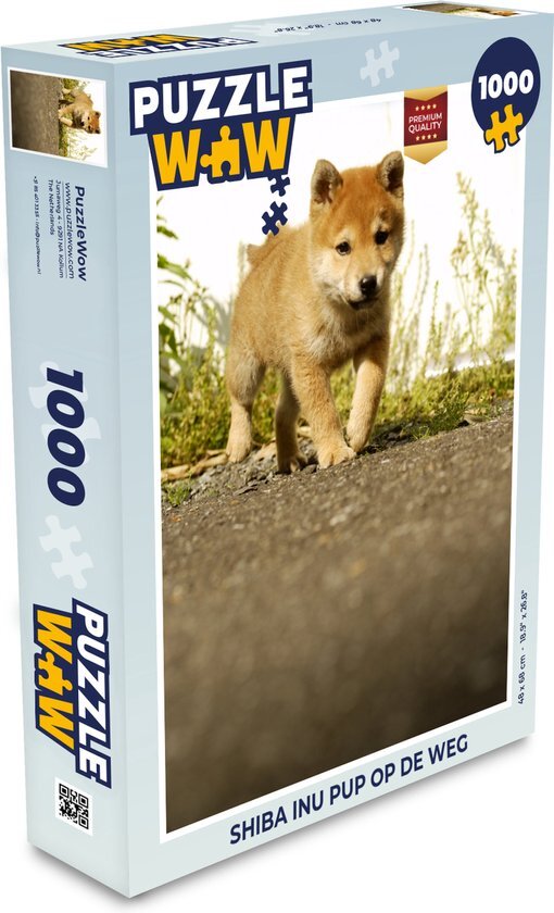 MuchoWow Puzzel Shiba Inu pup op de weg - Legpuzzel - Puzzel 1000 stukjes volwassenen