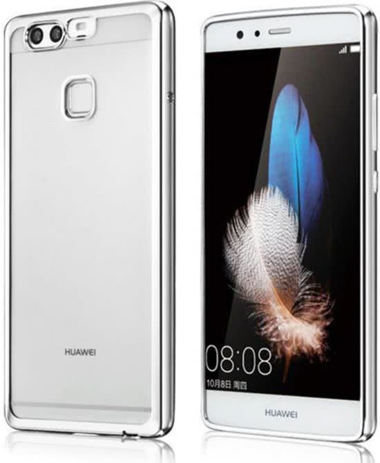 iCall - Huawei P10 Lite - Electroplating TPU Case Transparant met Zilveren Bumper - Silver