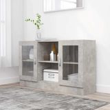 vidaXL Vitrinekast - 120x30,5x70 cm - Bewerkt Hout - Betongrijs