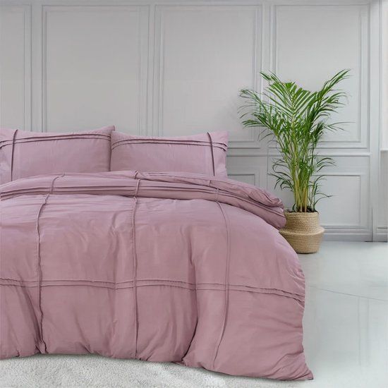 Sleeptime Dekbedovertrek Washed Tufted - Oud Roze - Eenpersoons - 140x220 cm - Microvezel - Roze