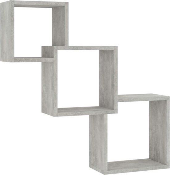 vidaXL Wandschappen kubus 68x15x68 cm bewerkt hout betongrijs