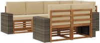 vidaXL - Bank loungeset - 7 zitplekken - Natuurlijk en beige - Polyester