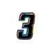 4R Quattroerre.it 13243 Startnummer 3 stickers voor motorfietsen, Italië, 10 x 6,5 cm, zwart