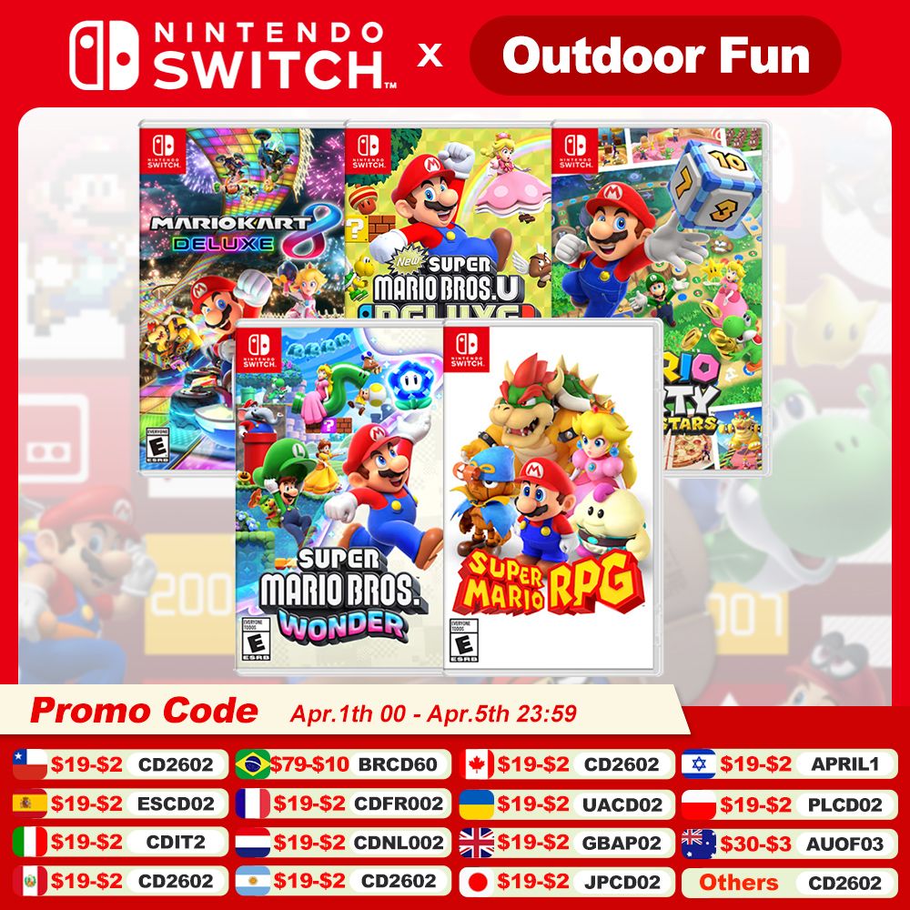 Nintendo Switch Game Bundle: Super Mario Bros Wonder, Mario Kart 8, RPG, Mario Strikers, Odyssey, 3D World + Fury