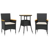 VidaXL 3-delige Tuinset met Kussens, Poly Rattan en Acaciahout, Crème, Wit