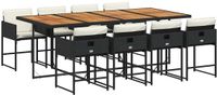 vidaXL 9-delige Tuinset Poly Rattan Zwart