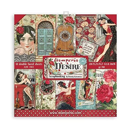 Stamperia International Stamperia-Scrapbooking Pad-Desire, Meerkleurig, 6 x 6 inch