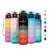 Waterfles 500 ml drinkfles met filter, BPA-vrij, herbruikbaar, motiverende fles met tijdweergave, lekvrij, ideaal voor school, kantoor, camping